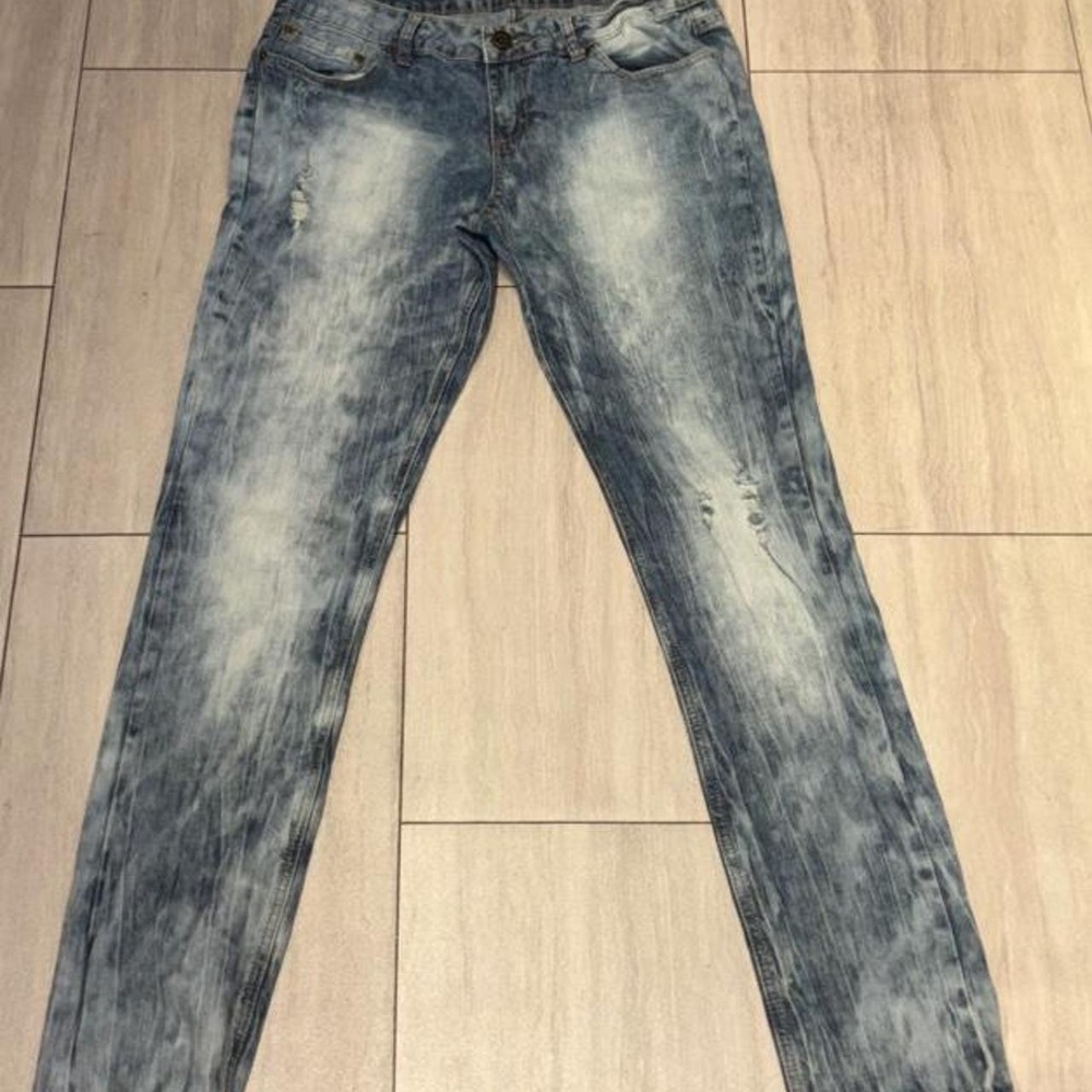 Vintage Indigo Rein Blue Distressed Acid Wash Jeans Ripped Denim Women Size 13